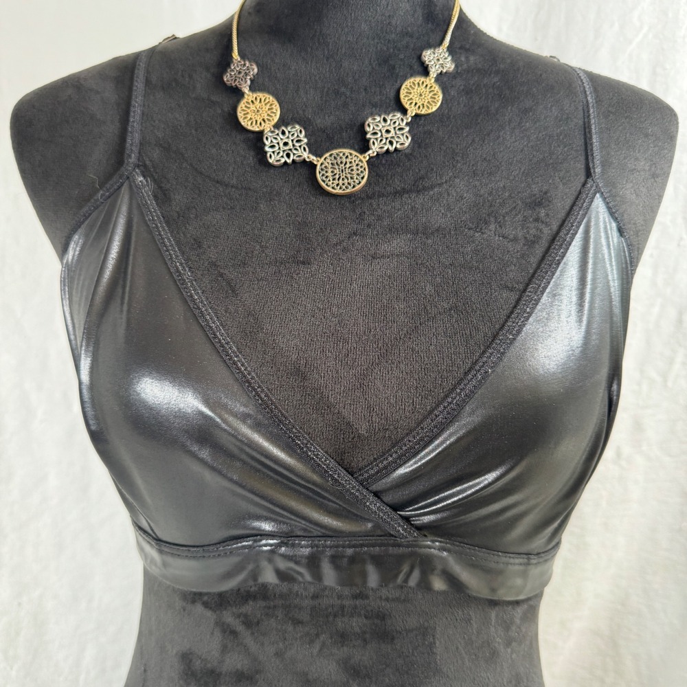 Women's Exposed by Magic Silk Black Faux Leather Bralette L/X